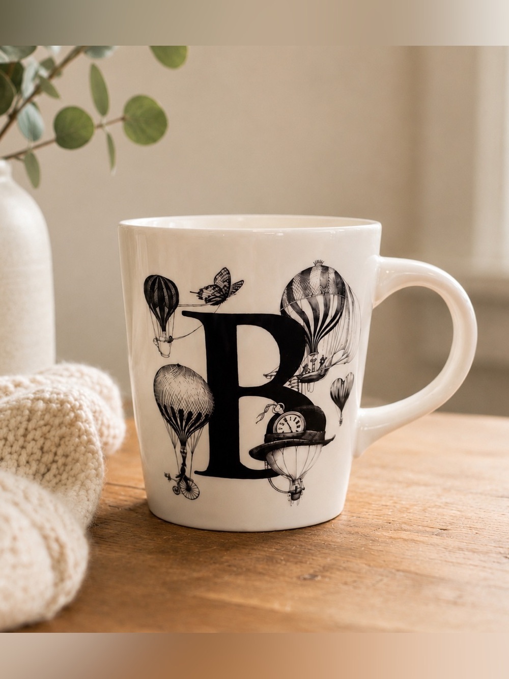 Rory Dobner x Williams Sonoma Monogram "B" Buoyant Balloons Coffee Mug White